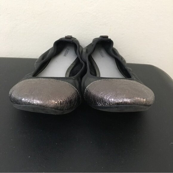 Rudsak Black Leather Metallic Cap Toe Ballerina Flats - Picture 4 of 9